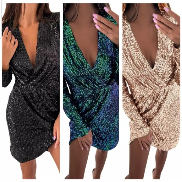 ‼️HP ‼️Rose Gold Sequins Party Club Holiday Dress - Picture 6 of 8